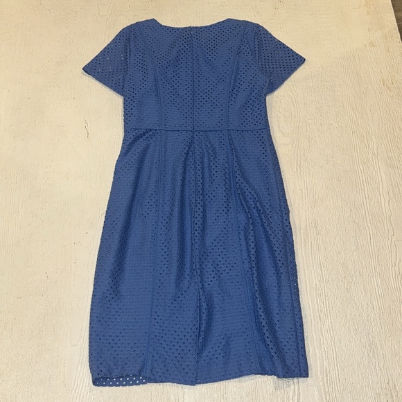 Talbots Elegant Royal Blue Eyelet Dress Size 4 - Picture 4 of 6